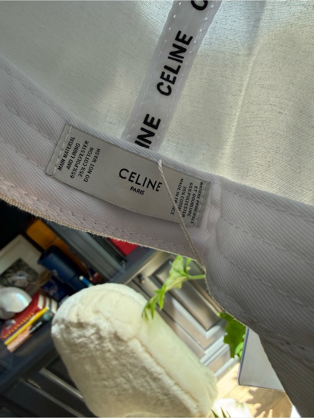 CELINE White Baseball Cap with Black 'C' - Picture 3 of 5